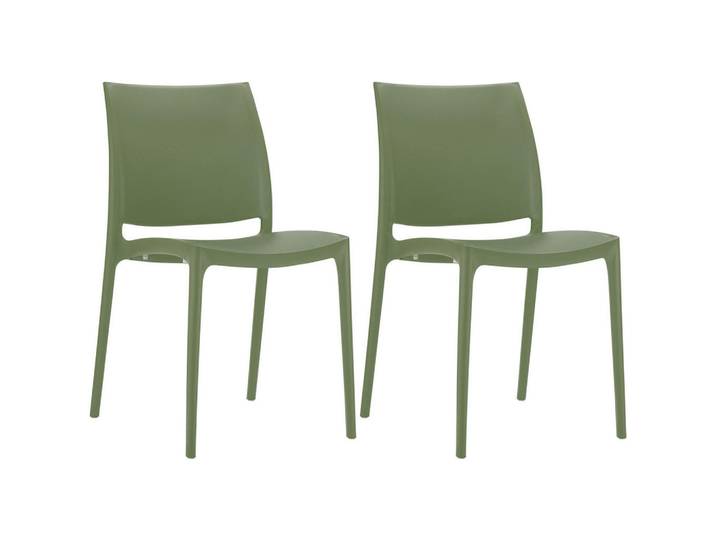 CLP Gartenstuhl 2er Set Kunststoff oliv, Olivgrün, 44x81x50 cm, Gartenmöbel, Gartensessel, Gartenstühle