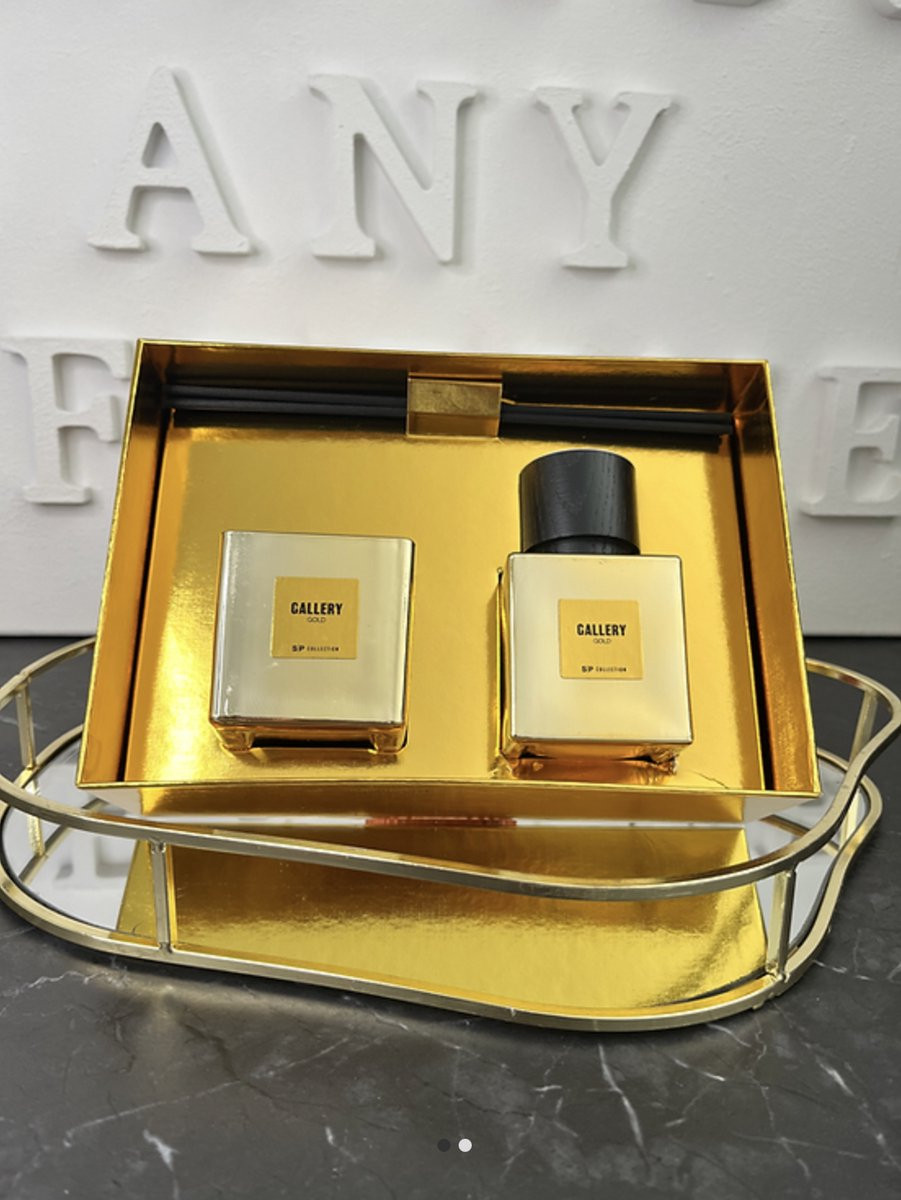 Luxe Giftset met Geurkaars en Geurstokjes in Goud