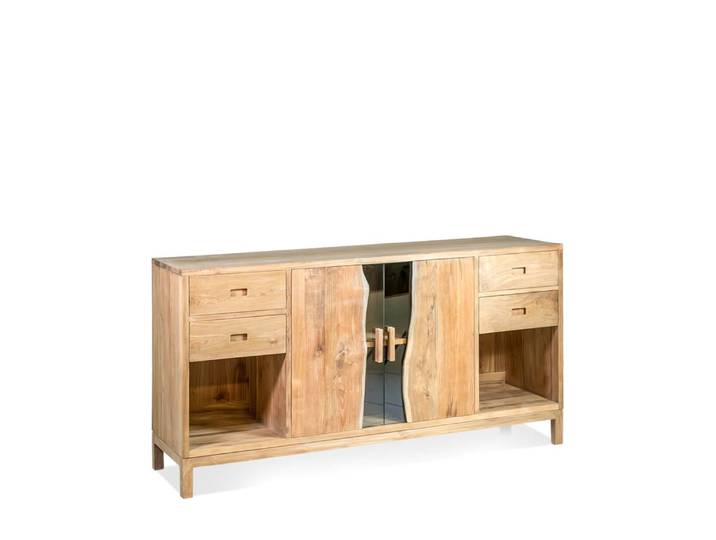 Buffet 4 tiroirs 2 portes en teck beige L 170 cm