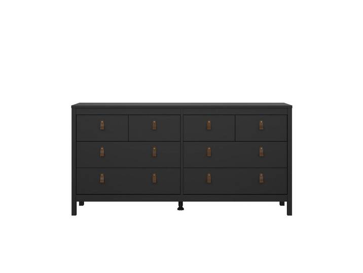 Calicosy Doppelte Kommode mit 8 Schubladen matt schwarz barcelone 159,6/38,4/79,7 cm, Schwarz, Holzwerkstoff, 38.4x79.7x159.6 cm, Kleinmöbel, Kommoden