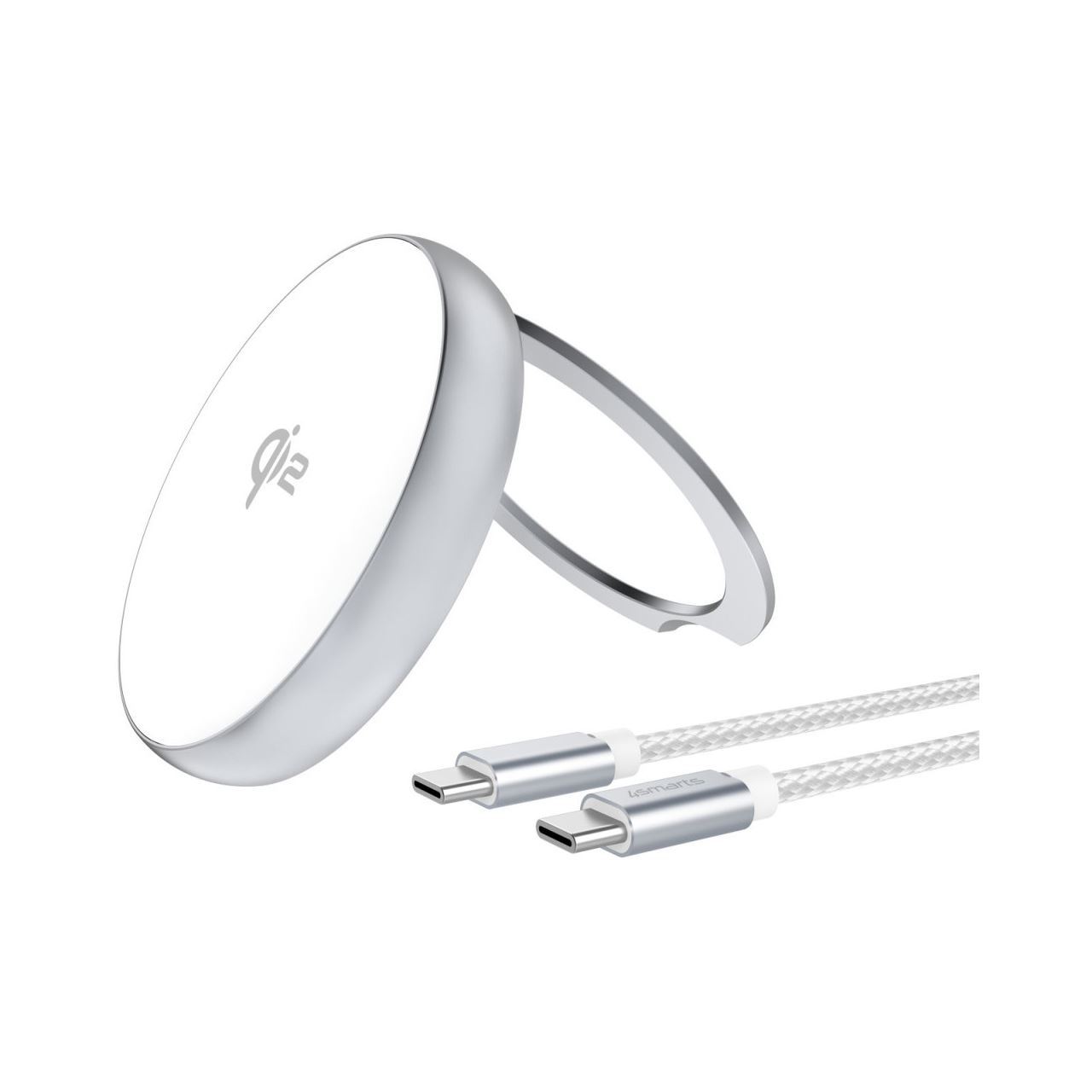 4smarts Qi2 Charger Kickstand silber / weiß