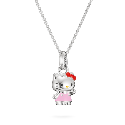 Kette mit Anhänger THOMAS SABO "THOMAS SABO  Hello Kitty Kette klassisch rosa" Gr. 45, pink (silberfarben, schwarz, rot, gelb, pink), Halsketten, Damen, 45, Metall, Emaille