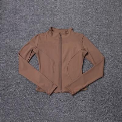 Uplifted Goods Women Sport Jacket Long Sleeve Fitness Shirt camel m