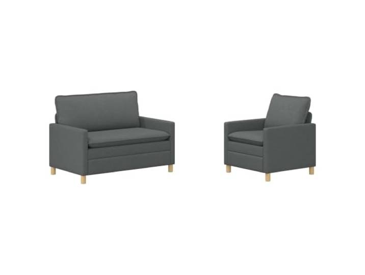 Makastle Sofa Couch 2er Set Dunkelgrau Stoff