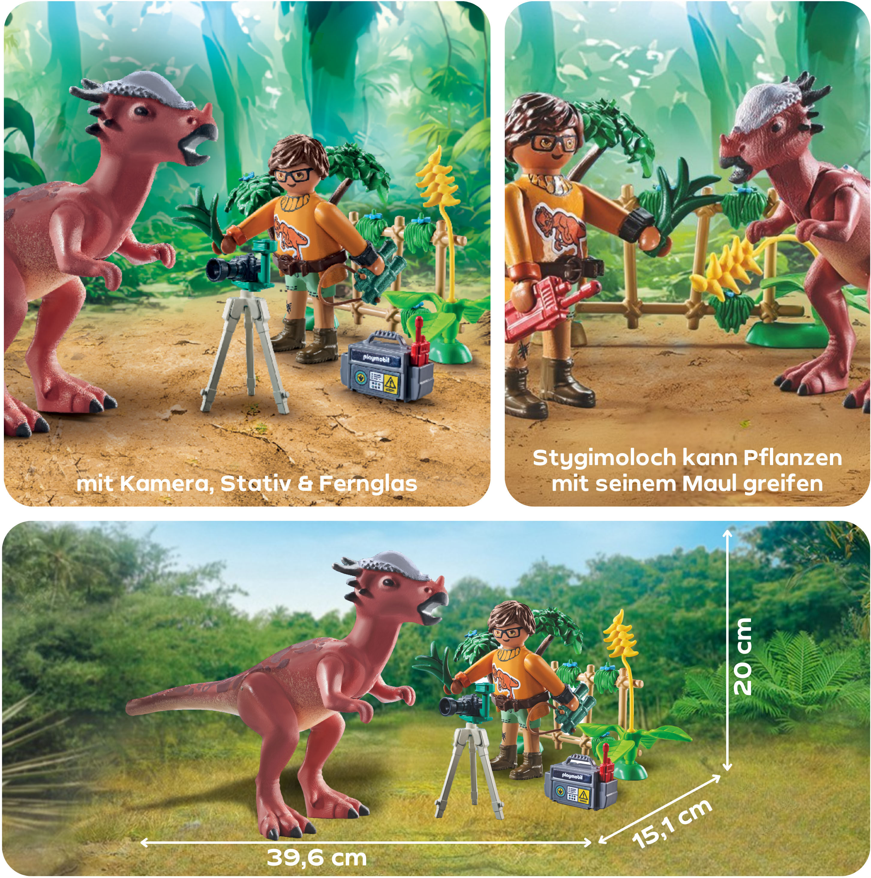 Konstruktions-Spielset PLAYMOBIL "Stygimoloch-Beobachtung (71822), Playmobil Dinos", bunt, Spielbausteine, Kinder, Kunststoff, Konstruktions-Spielset