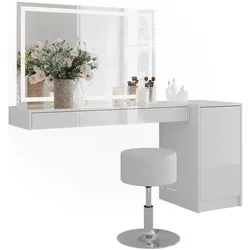 Vicco, Schminktisch, Schminktisch Sherry, Weiss, 120 cm 4 Teile (120 x 40.10 x 70 cm)