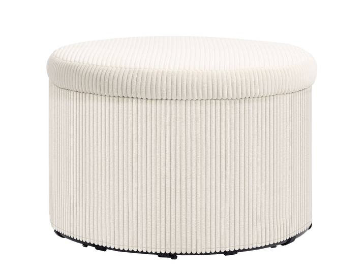 HOMCOM Pouf coffre rangement, tabouret rond, pouf repose-pieds en velours côtelé, pour la chambre à coucher, entrée, salon, char