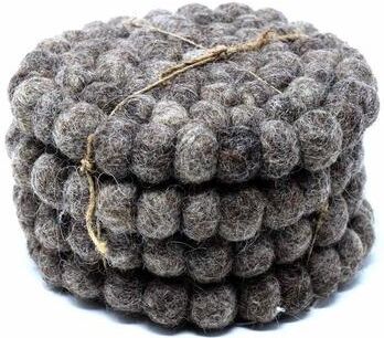 The Curated Nomad Southard Neutral Felt Ball Coaster (Set of 4)