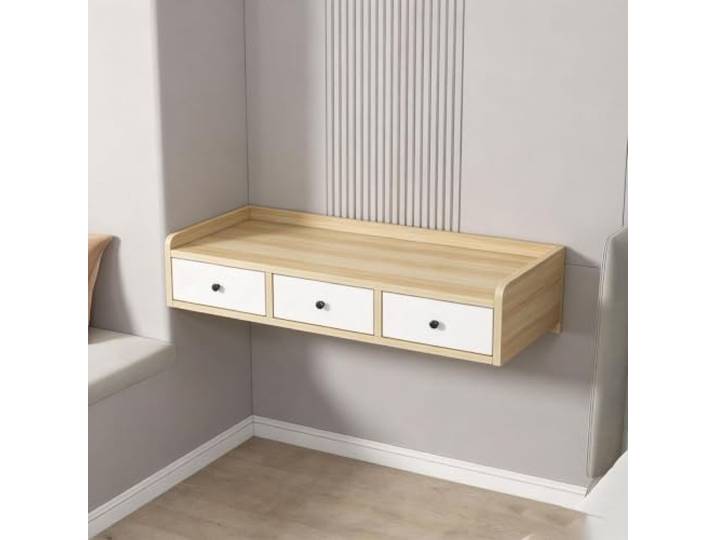 CTSSWMWY Holz Wandmontierter Schwebender Schminktisch Leise Schublade, Stabil & Platzsparend, Modern, für Schlafzimmer und Badezimmer(E,39.4*15.7*9.84in)