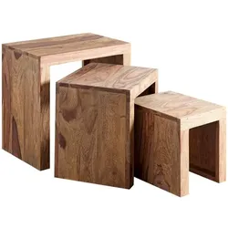 WOLFMÖBEL 3-Satztisch Yoga Holz Braun Sheesham