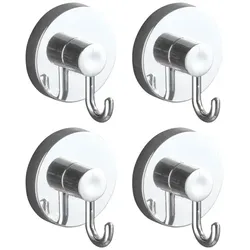 Wenko 4er-Set Runde Haken mit Vacuum-Loc - Befestigen ohne Bohren silber