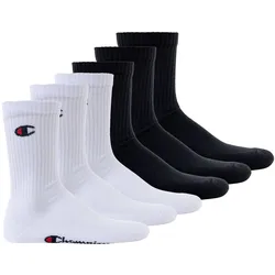 Champion Unisex Socken, 6 Paar - Crew Socken Basic Schwarz/Weiß / EU 39-42
