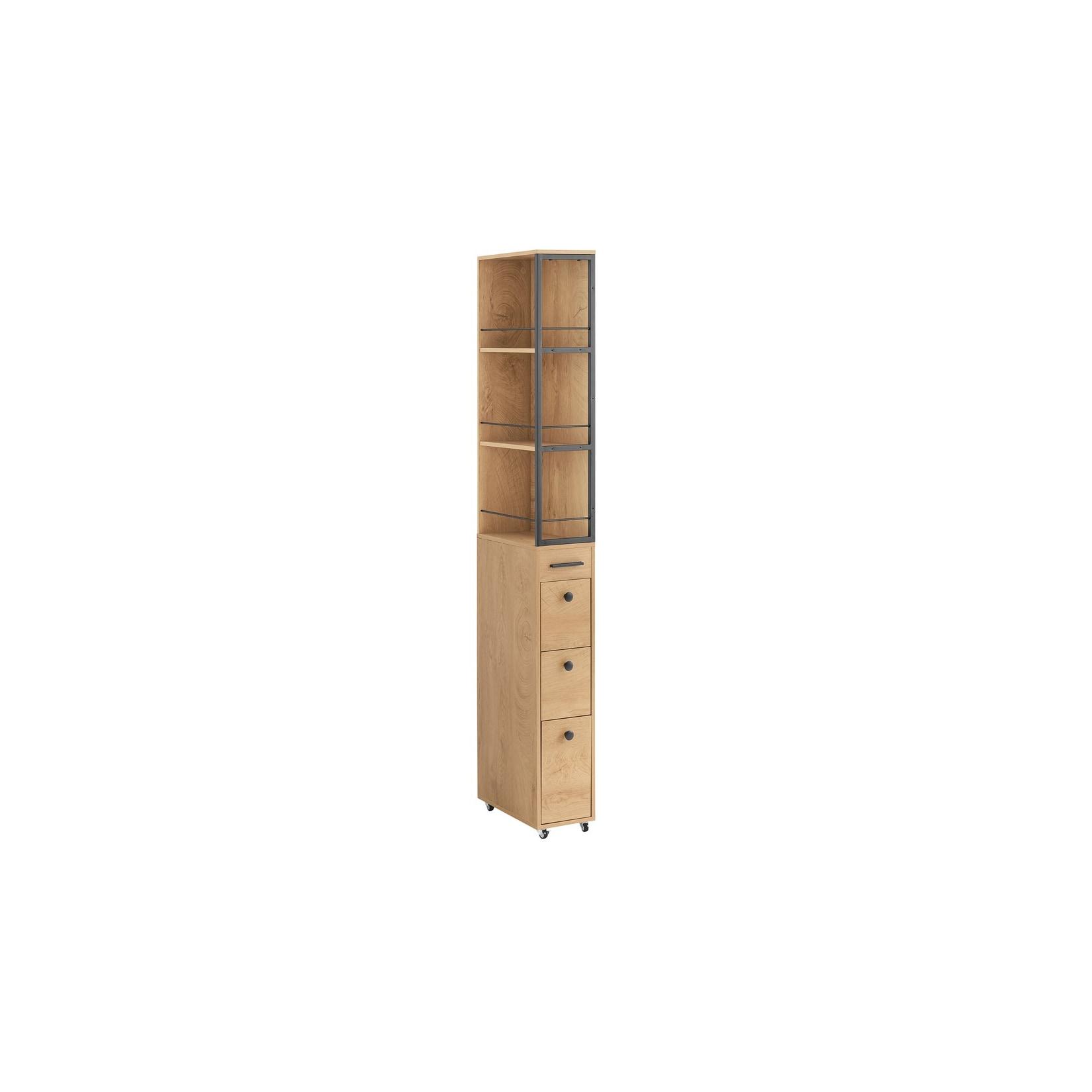 SoBuy Badezimmer-Hochschrank mit 3 Schubladen 40x20x170cm Industriell