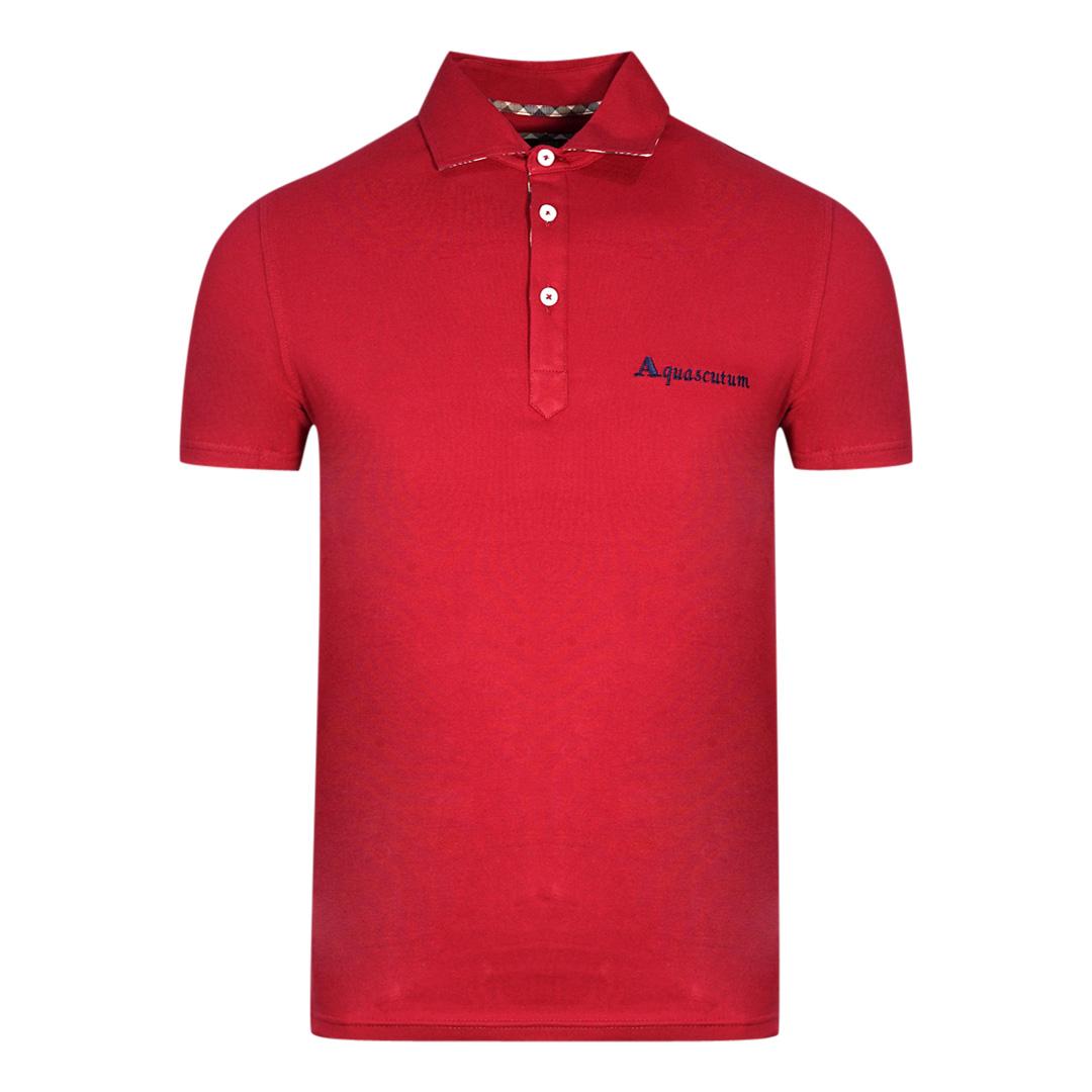 Aquascutum Unterschrift Logo Rotes Poloshirt