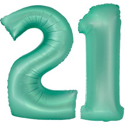XL Folienballon mint grün Zahl 21