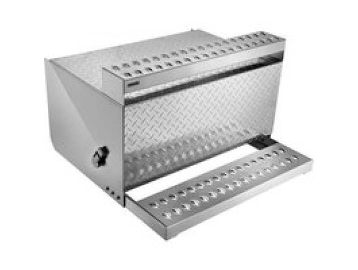 VEVOR Sattel-Trittkasten, 790x770x485 mm, Werkzeugkasten aus Alu, Aufbewahrungsbox für den Einstieg in die Fahrerkabine mit stoßdämpfendem Riegel für Pritschenwagen, Kräne & Sattelschlepper