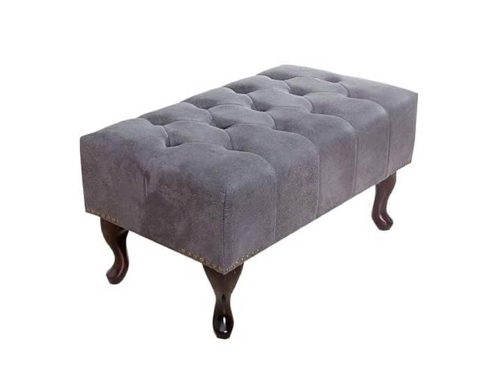 riess-ambiente Hocker - H:40cm - grau - Microfaser Knopfheftung Fußhöhe: 19 cm, Rundumbezug, als Beistelltisch nutzbar, passend zum Sessel, Chesterfield-Stil