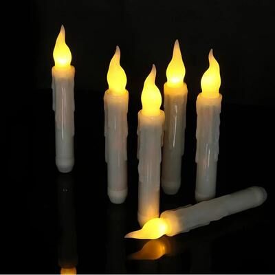 Uplifted Finds 3 To 24 Pcs 6.9 Inch Flameless LED Taper Candles Battery Flickering Lights For Party Church Decor b Warm White 3 Pcs