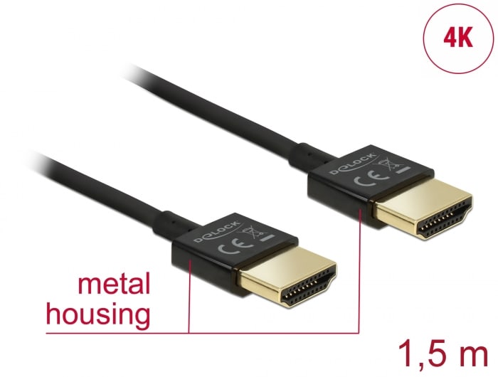 Delock Kabel High Speed HDMI mit Ethernet - HDMI Stecker HDMI Stecker 3D 1,5m 84772