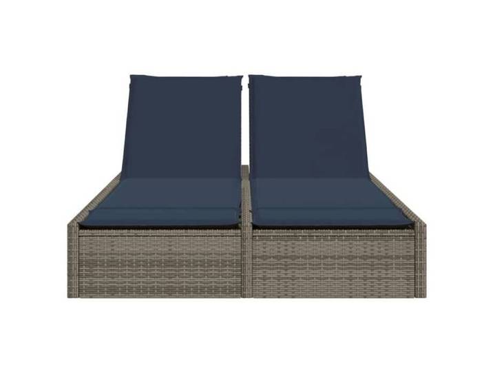 PROMOTION Bains de soleil/transat CHIC VENT-FLASH - Chaise longue double avec coussins gris résine tressée 240562