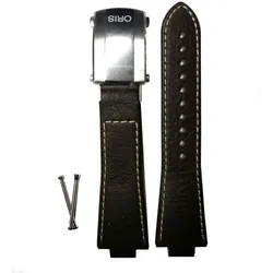 Oris Leder Lederarmband AQUIS DATE 7730 7733 7734 7533 7754 43,5MM 0752410EB - braun,weiße Ziernaht
