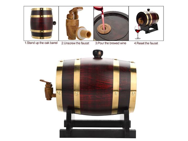 Tonneau à vin en bois de chêne vintage, accessoires de brassage de bière, conteneur de stockage de whisky, décoration de la maison, accessoires de bar à vin, 1 l, 3 l, 5 l, 10l