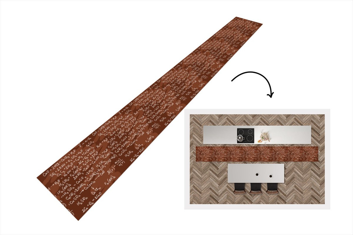 KitchenYeah Keukenloper met Abstract Scheikunde Patroon - Vinyl - 480 x 60 cm