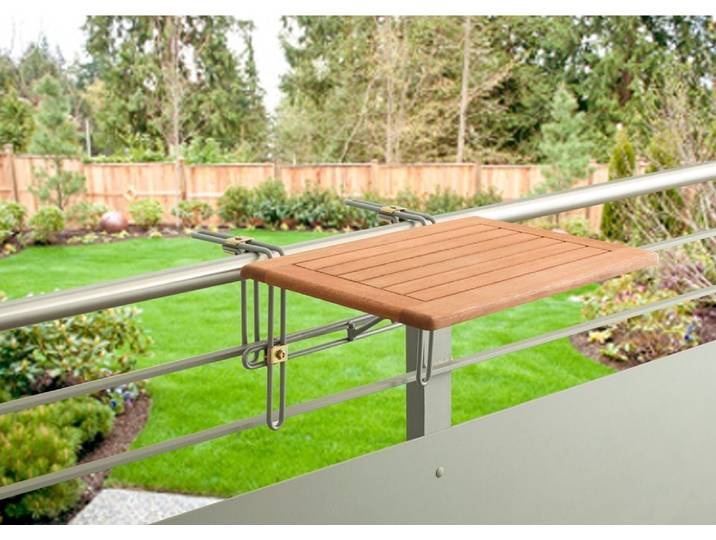 Balkonhängetisch MERXX Holz , grün (eucalyptus), B:60cm H:0,25cm T:40cm, Tische, Balkonhängetisch, für den Balkon geeignet, 60x40 cm
