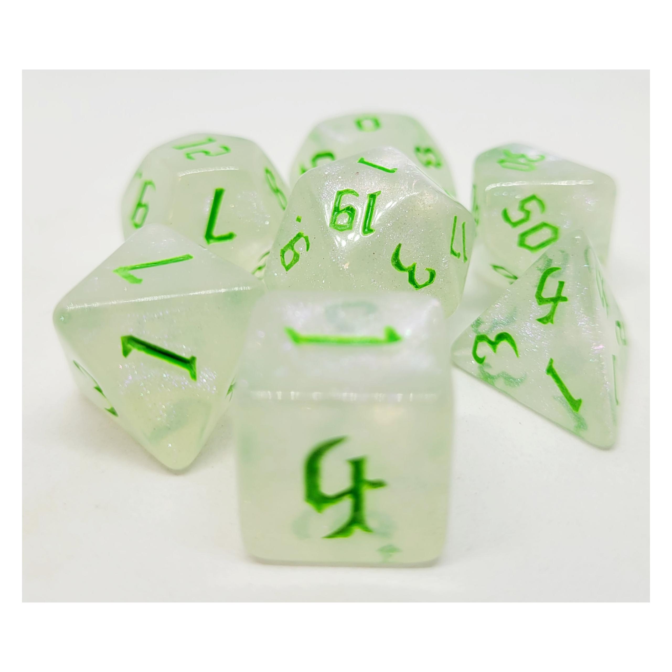 Dice4friends Würfelset Milky Shine: Green (7) (DIC37264)