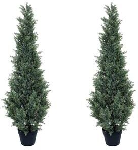 Garvee 2 Pack UV Resistant PE Cypress Topiary Trees in Black Pots, 3/4/5 Ft
