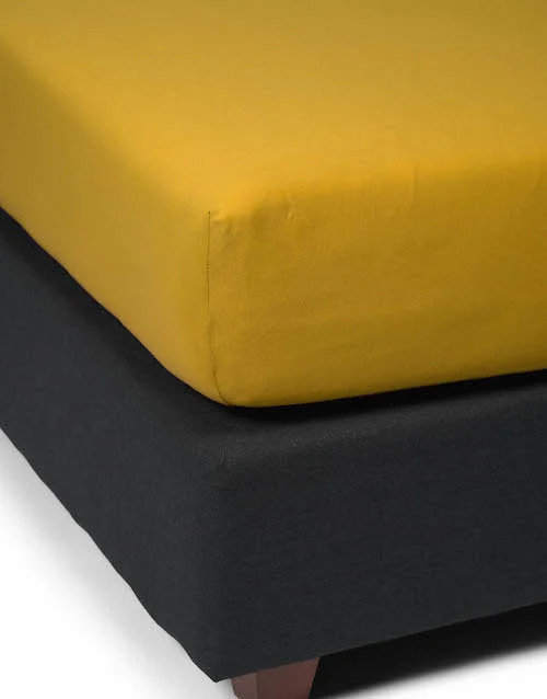 Essenza The Perfect Organic Jersey Hoeslaken - Mustard - Volwassenen