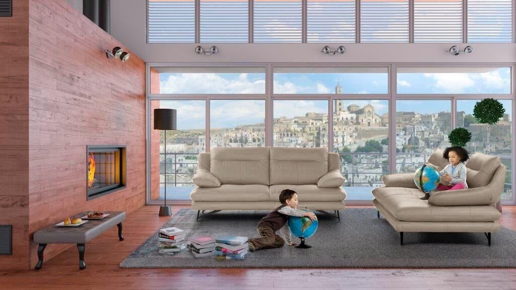 2-Sitzer CALIA ITALIA "Cezanne, italienisches Design trifft erstklassigen Sitzkomfort, Leder", beige (1511 beige), B:180cm H:90cm T:109cm, Sofas, Edles Designsofa in besonders langlebigen & pflegeleichten Lederarten