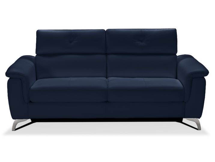 BARI - Canapé convertible design 2 places - Cuir, Bleu marine