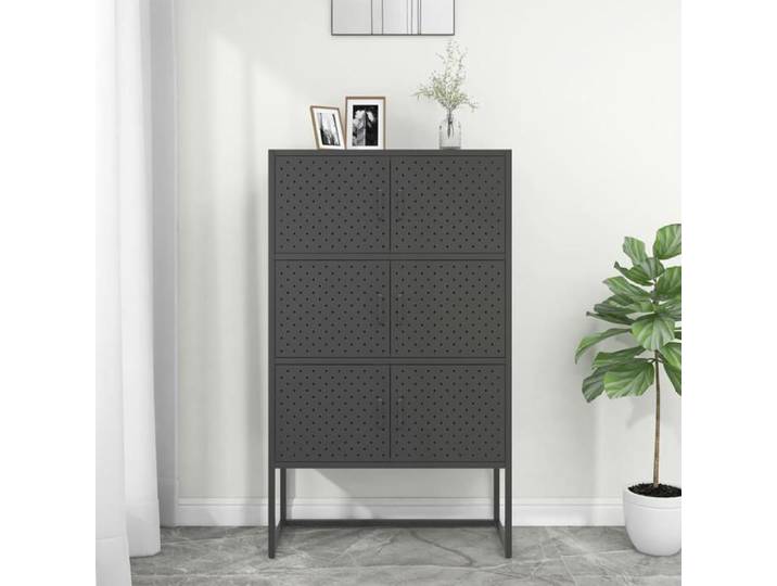 Buffet haut Anthracite 80x35x135 cm Acier 335879