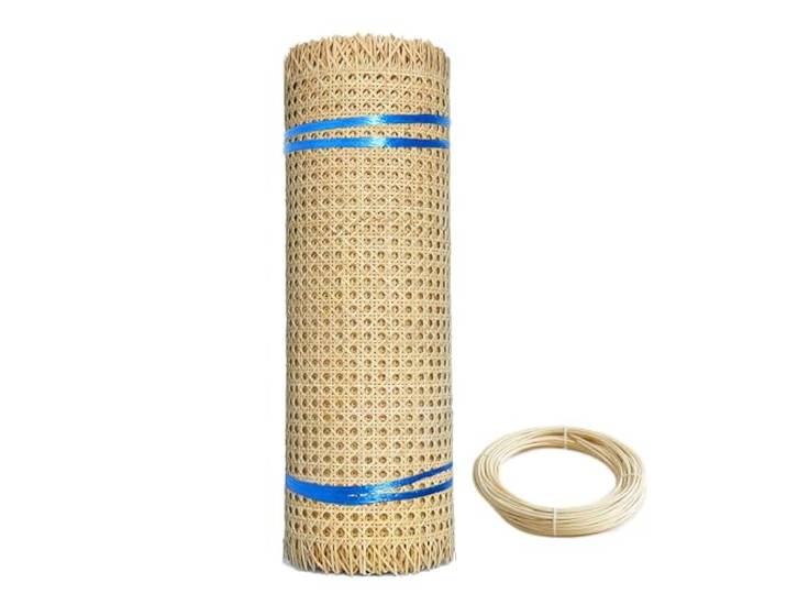 RIBLOR Natürliches Wiener Geflecht Meterware, 60cm Breites, Rattan Geflecht Gurtband Rolle, Rattan Vorgewebtes Offenes Netz Gewebe für DIY Stuhl Möbel Schranktür(70x200cm)