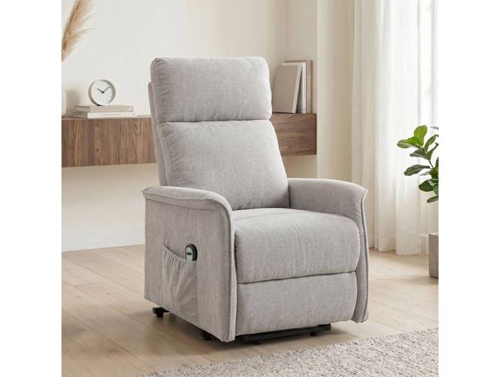 Fauteuil Releveur Électrique Fauteuil Relax Électrique en Chenille avec Coussin à Ressorts Dossier Inclinable Gris
