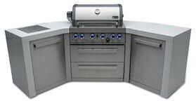 Mont Alpi MAi400-D45 4-Burner U-Shaped 45° Corner Black Stainless Steel Modular Outdoor Kitchen Barbecue Island Grill