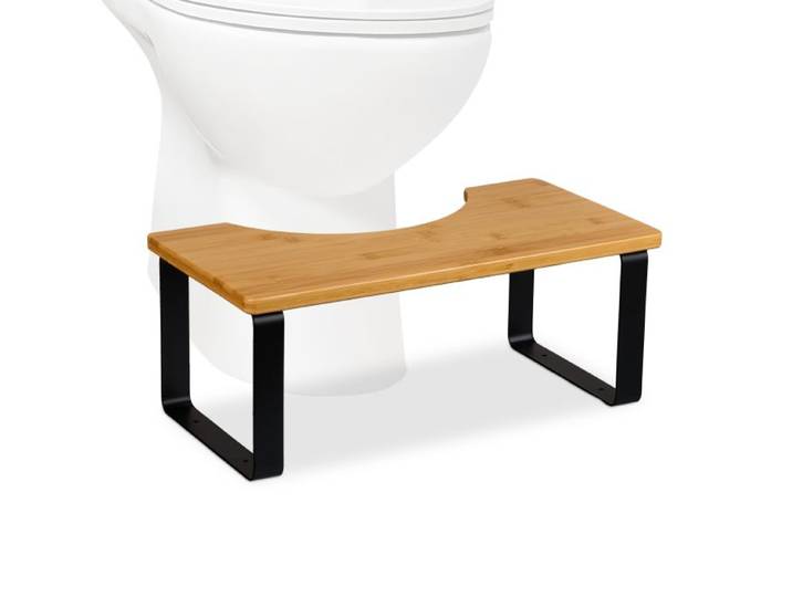 Relaxdays Toiletkrukje volwassenen bamboe metaal