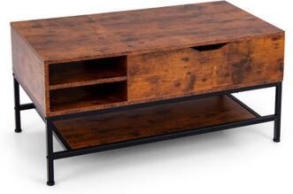 Costway Lift Top Coffee Table with Hidden Compartment and Removable Storage Shelf-Rustic Brown