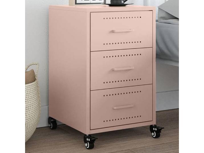 Table de chevet rose 36x39x59 cm acier 846729
