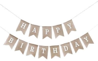 Snug & Styled Rustic First Birthday Burlap Banner Garland For Boys & Girls Forest Party Decor burlap Birthday Fish Tail Flag