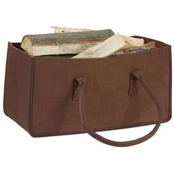 Relaxdays 2 x Kaminholztasche aus Filz braun Dunkelbraun