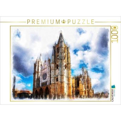 CALVENDO Puzzle Kathedrale von León, Spanien 1255 bis 1302 | 1000 Teile Lege-Größe 64x48cm Foto-Puzzle für glückliche Stunden