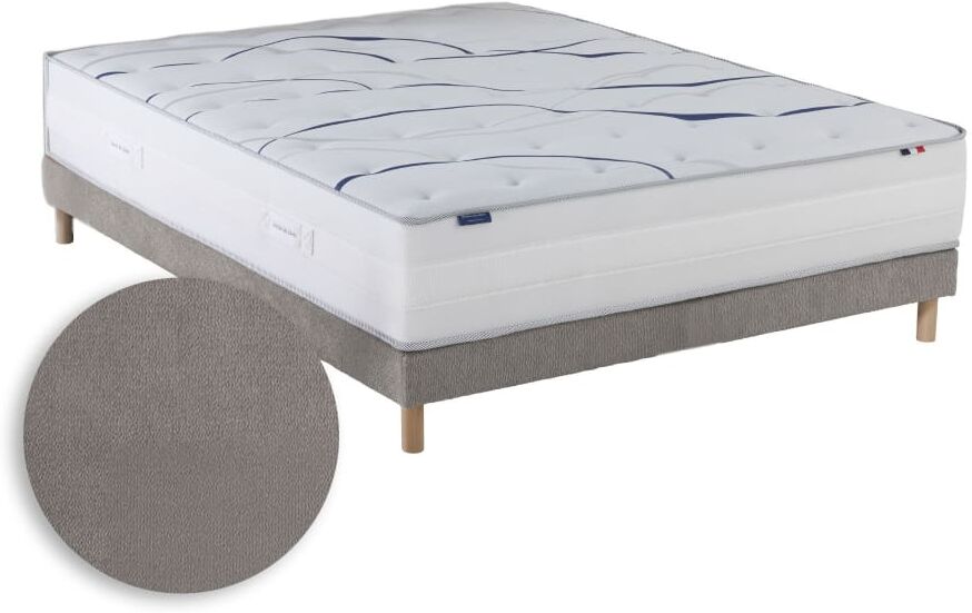 Source de Rêves Matelas mémoire de forme altea sommier chenille gris 140x190 Gris 190x54x140cm