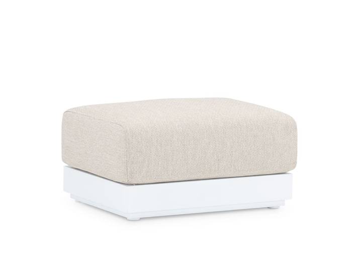 Reposepied d'extérieur en aluminium blanc avec coussin beige