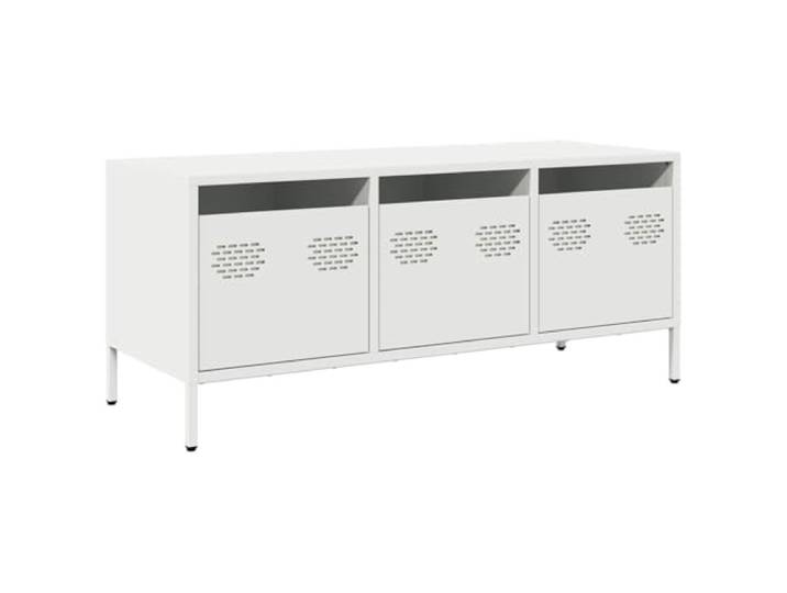 LKJephalotrop TV-Schrank Weiß 101,5x39x43,5 cm Kaltgewalzter Stahl Robustes TV-Board aus Metall mit 3 Schubladen für Wohnzimmer und Schlafzimmer. Stabilität durch verstellbare Füße.