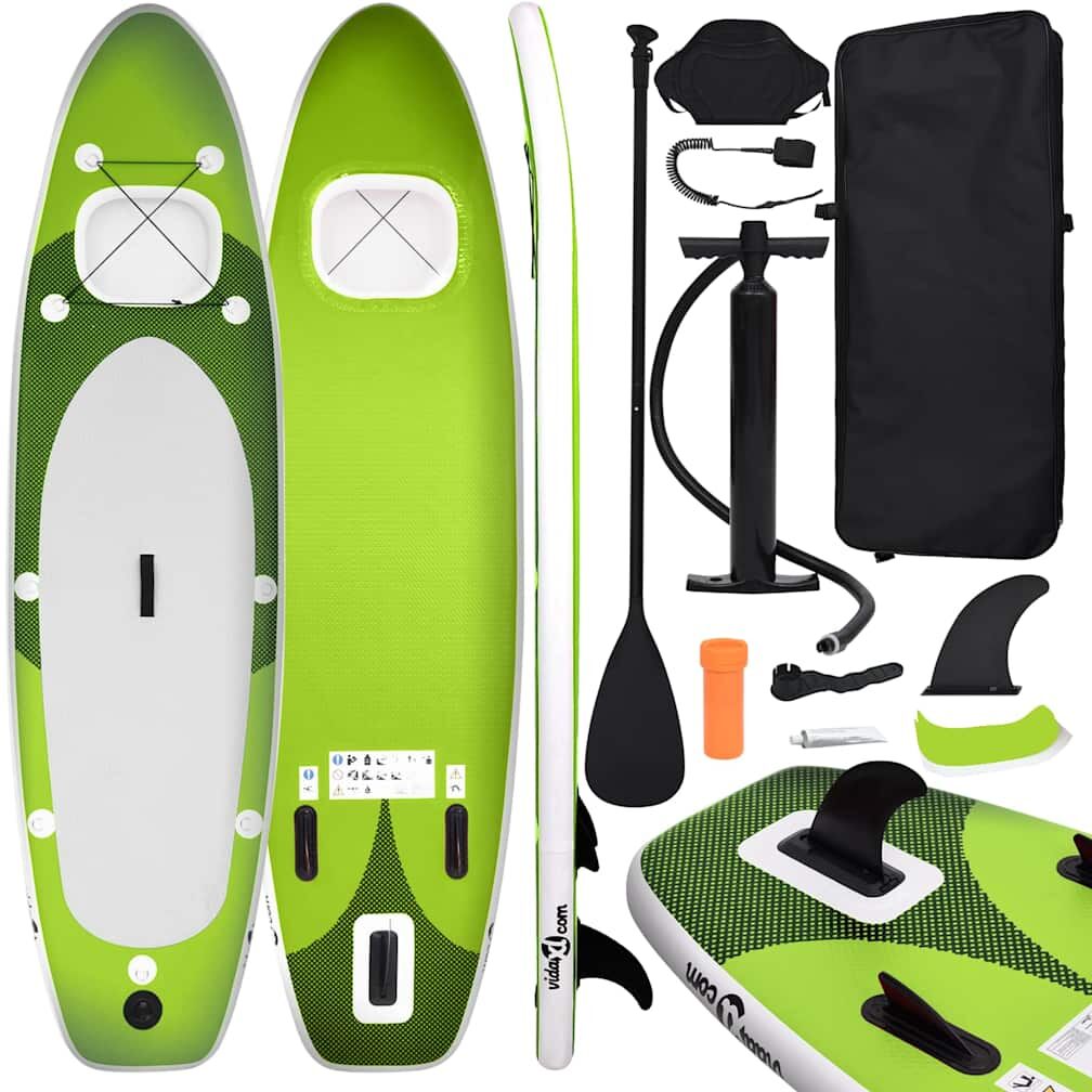 vidaXL Ensemble de planche SUP gonflable vert 300x76x10 cm