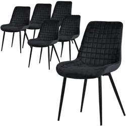 ESSZIMMERSTÜHLE 6ER-SET Schwarz Samt