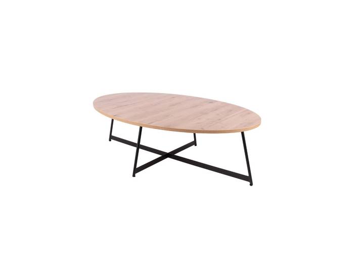 Globo Couchtisch, Schwarz, Beigebraun, Metall, Holzwerkstoff, oval, Kufe, 55x37x80 cm, Wohnzimmer, Wohnzimmertische, Couchtische, Couchtische rund