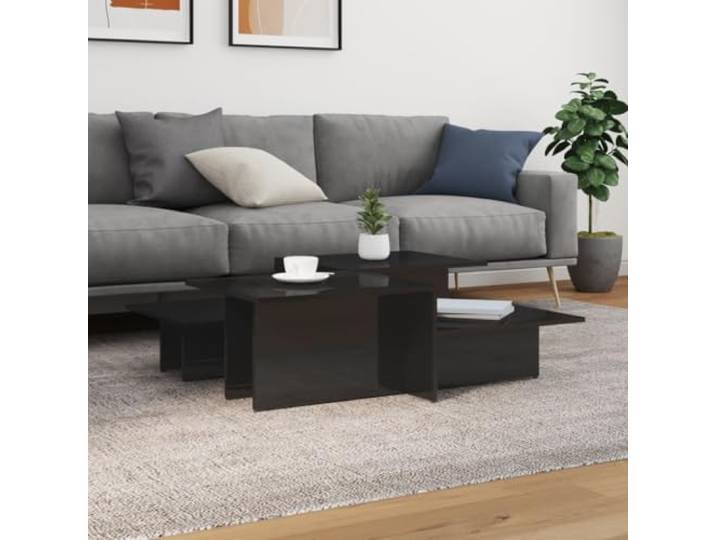HEFZGDB Couchtische 2 STK. Hochglanz-Schwarz Holzwerkstoff Beistelltisch mit glatter Oberfläche, langlebig und feuchtigkeitsbeständig, Zwei Verschiedene Höhen für Wohnzimmer